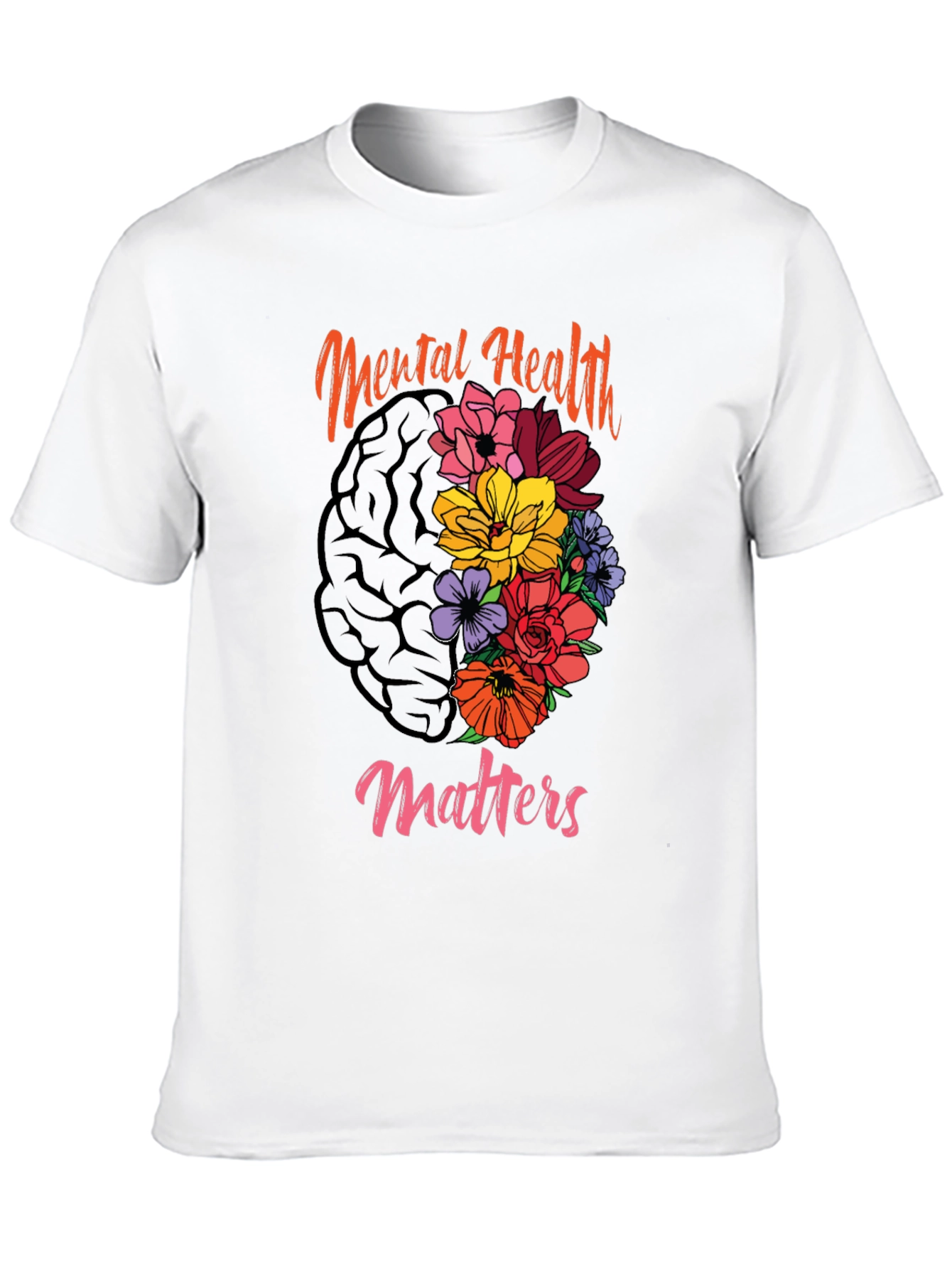 Mental Health Matters Floral Brain T-Shirt