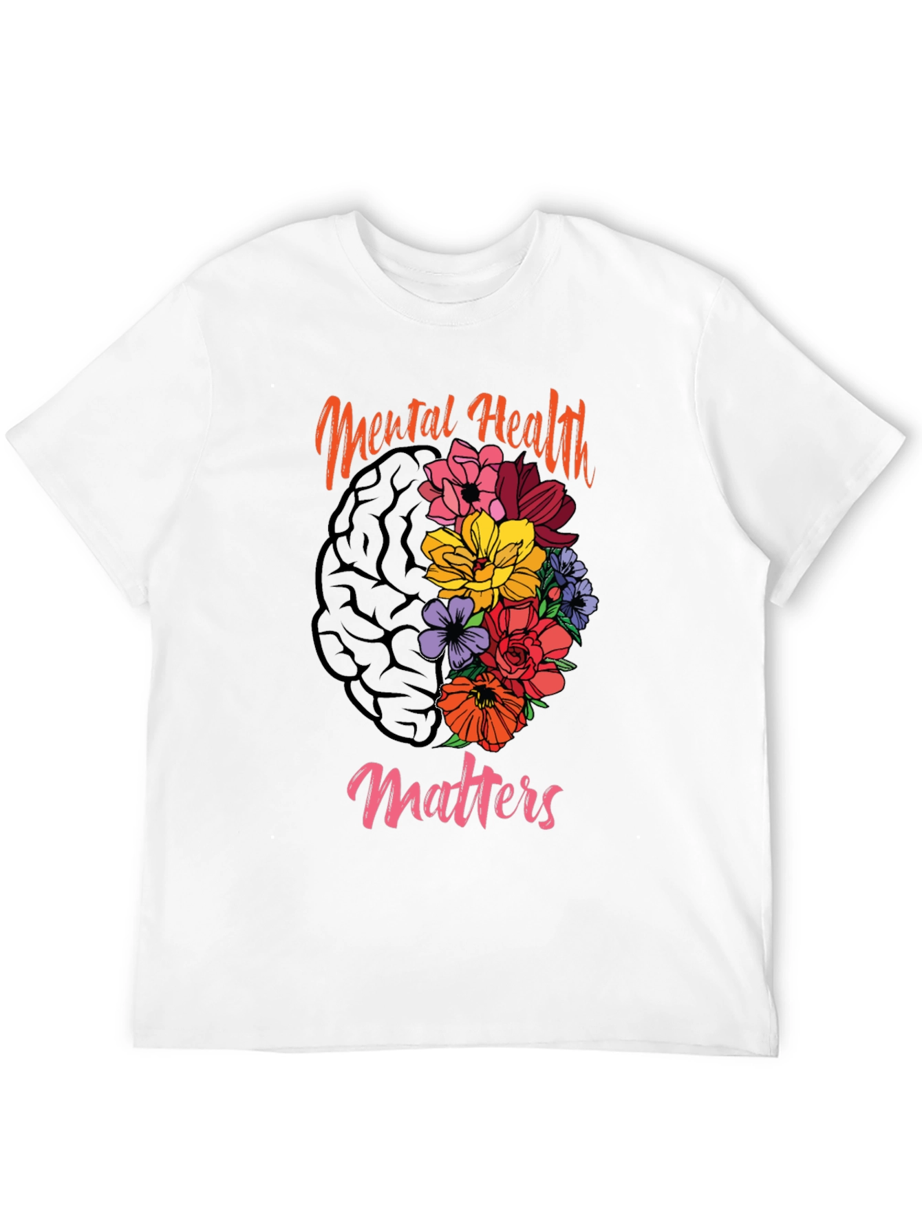 Mental Health Matters Floral Brain T-Shirt