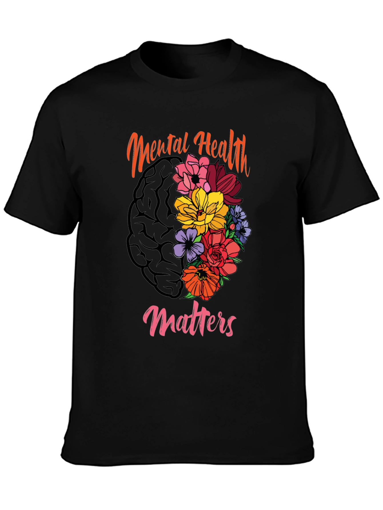 Mental Health Matters Floral Brain T-Shirt