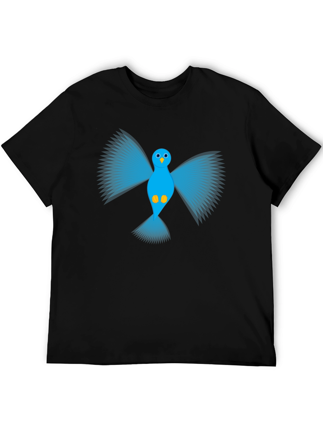 Blue Bird Graphic Black T-Shirt - Mens Casual Tee