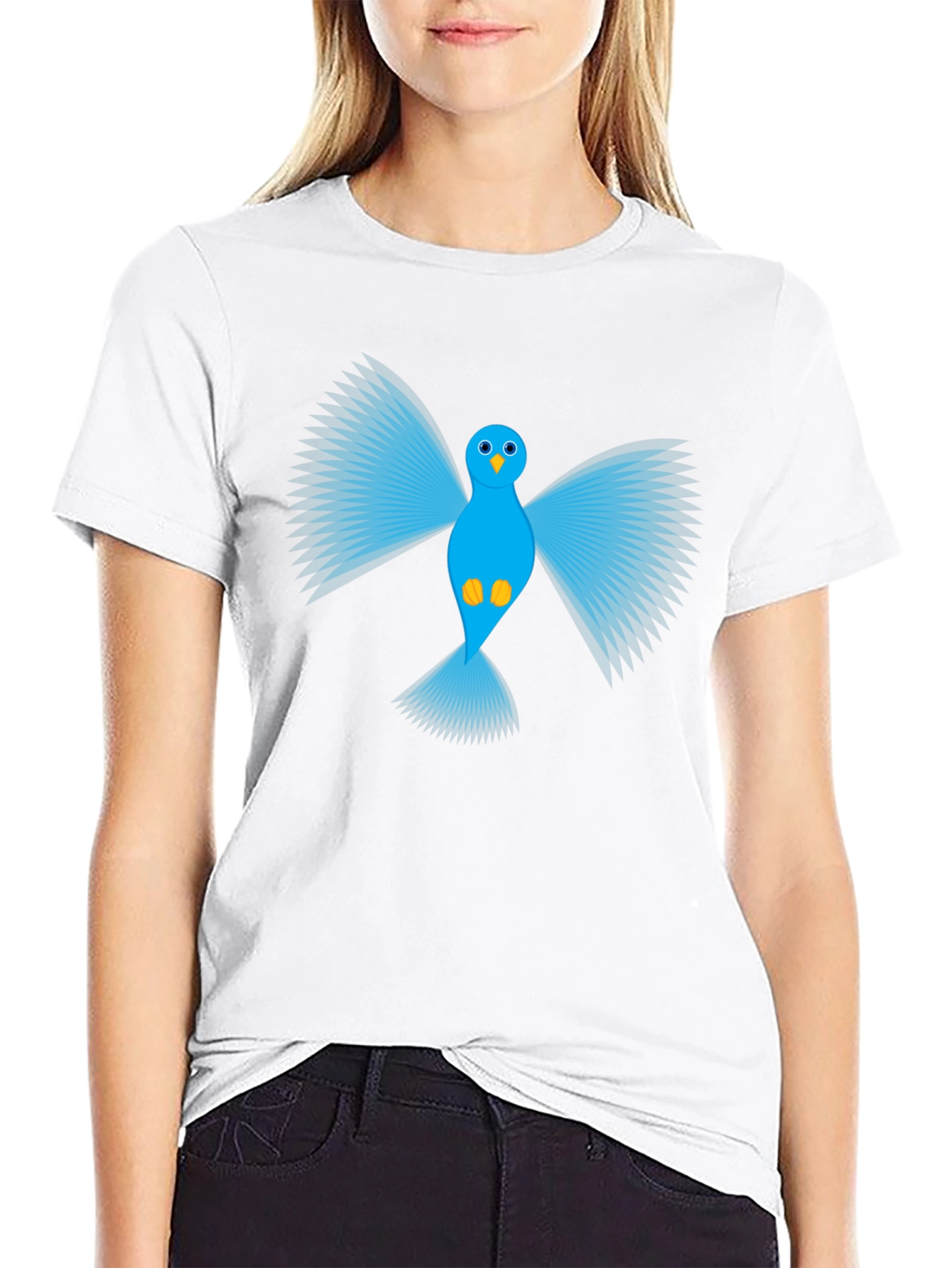 Blue Bird Graphic Black T-Shirt - Mens Casual Tee