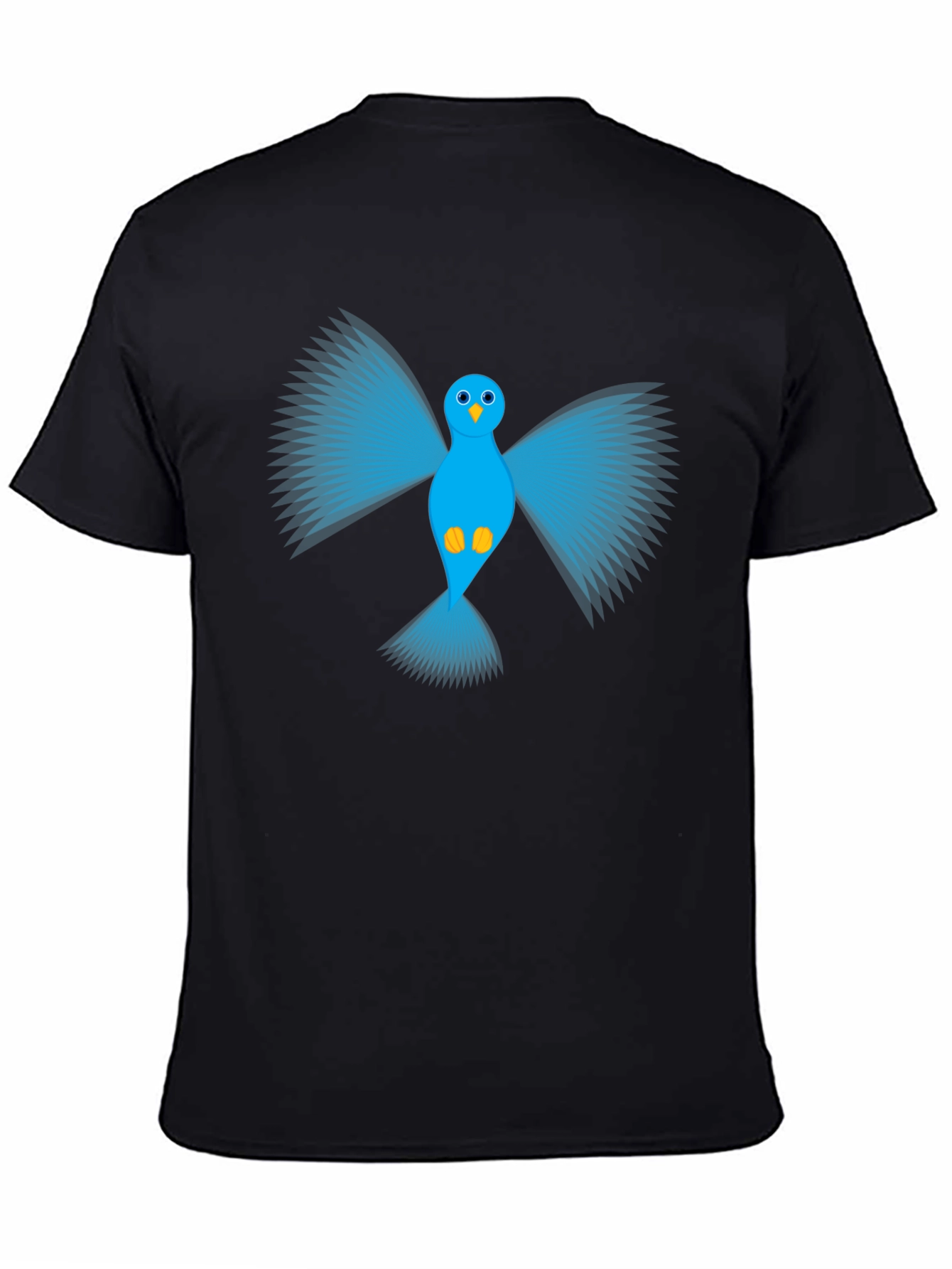 Blue Bird Graphic Black T-Shirt - Mens Casual Tee