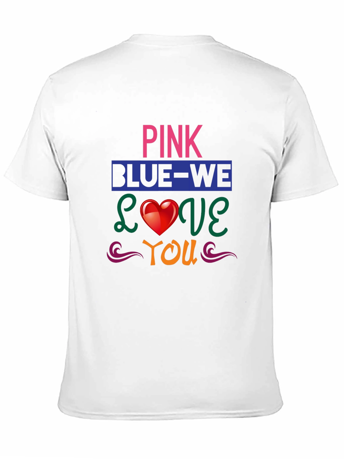 Pink Blue We Love You Graphic T-Shirt