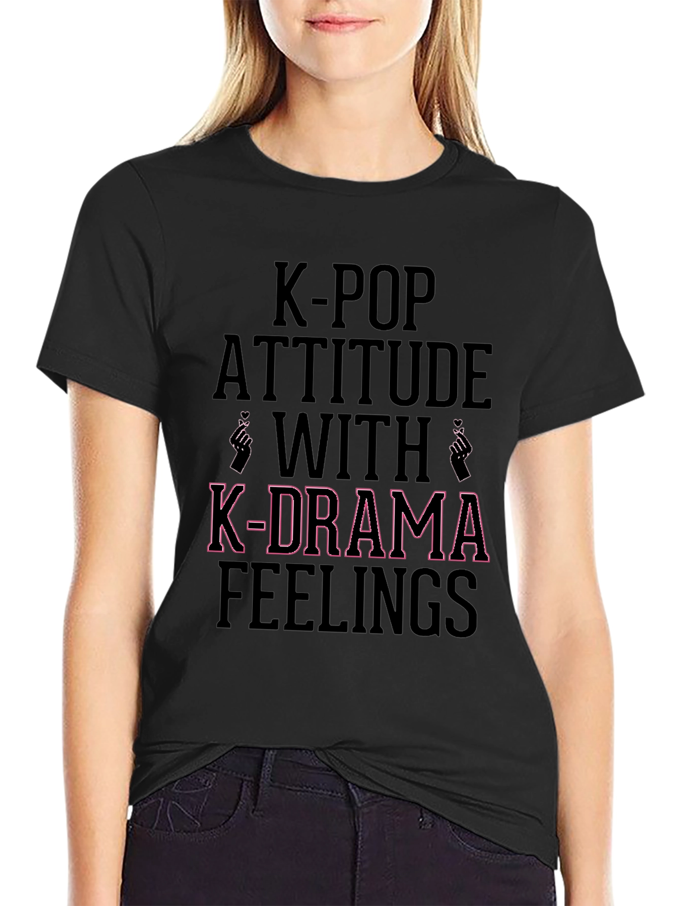 K-Pop & K-Drama Attitude Black Graphic T-Shirt