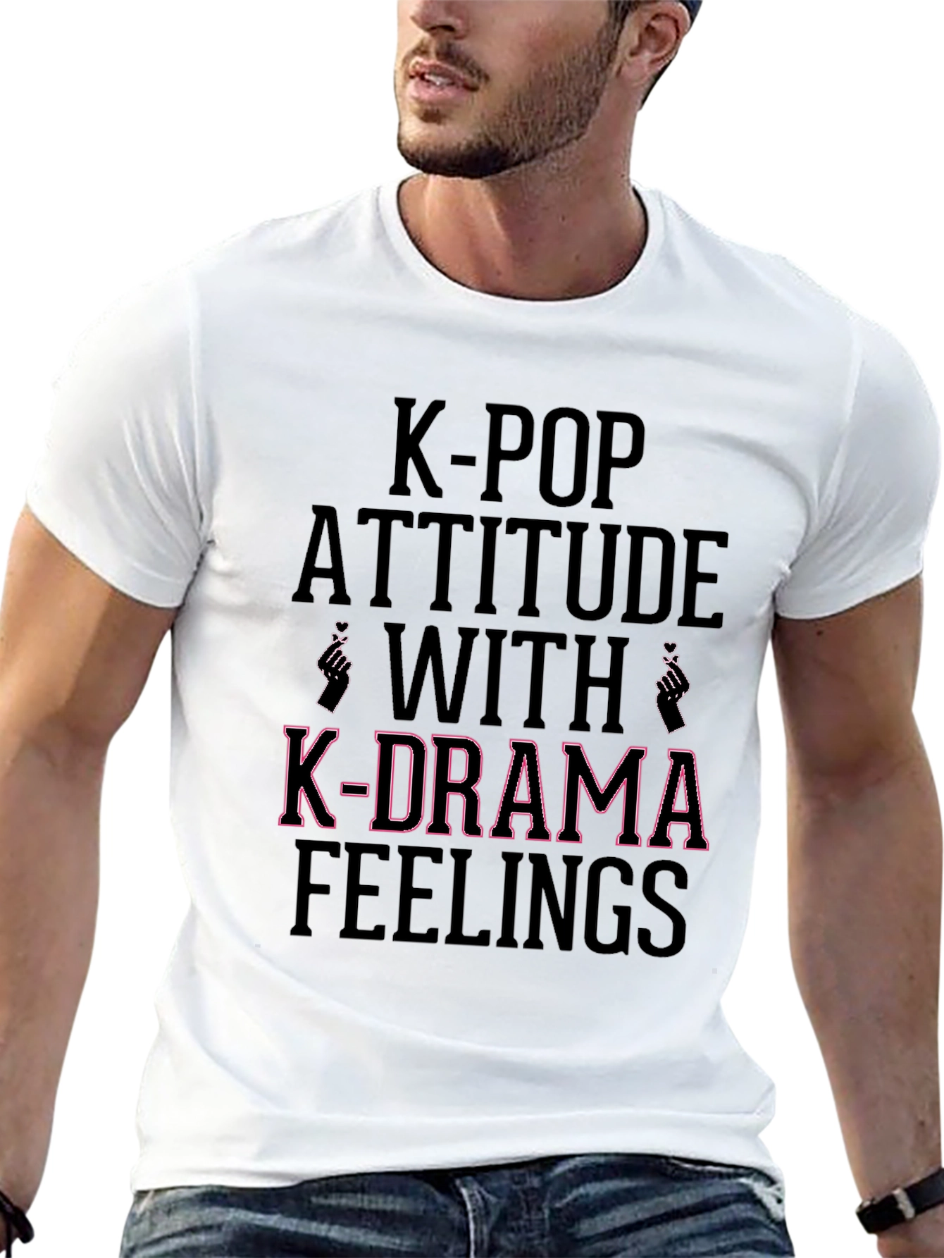 K-Pop & K-Drama Attitude Black Graphic T-Shirt