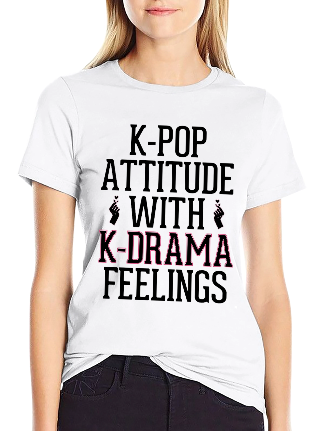 K-Pop & K-Drama Attitude Black Graphic T-Shirt