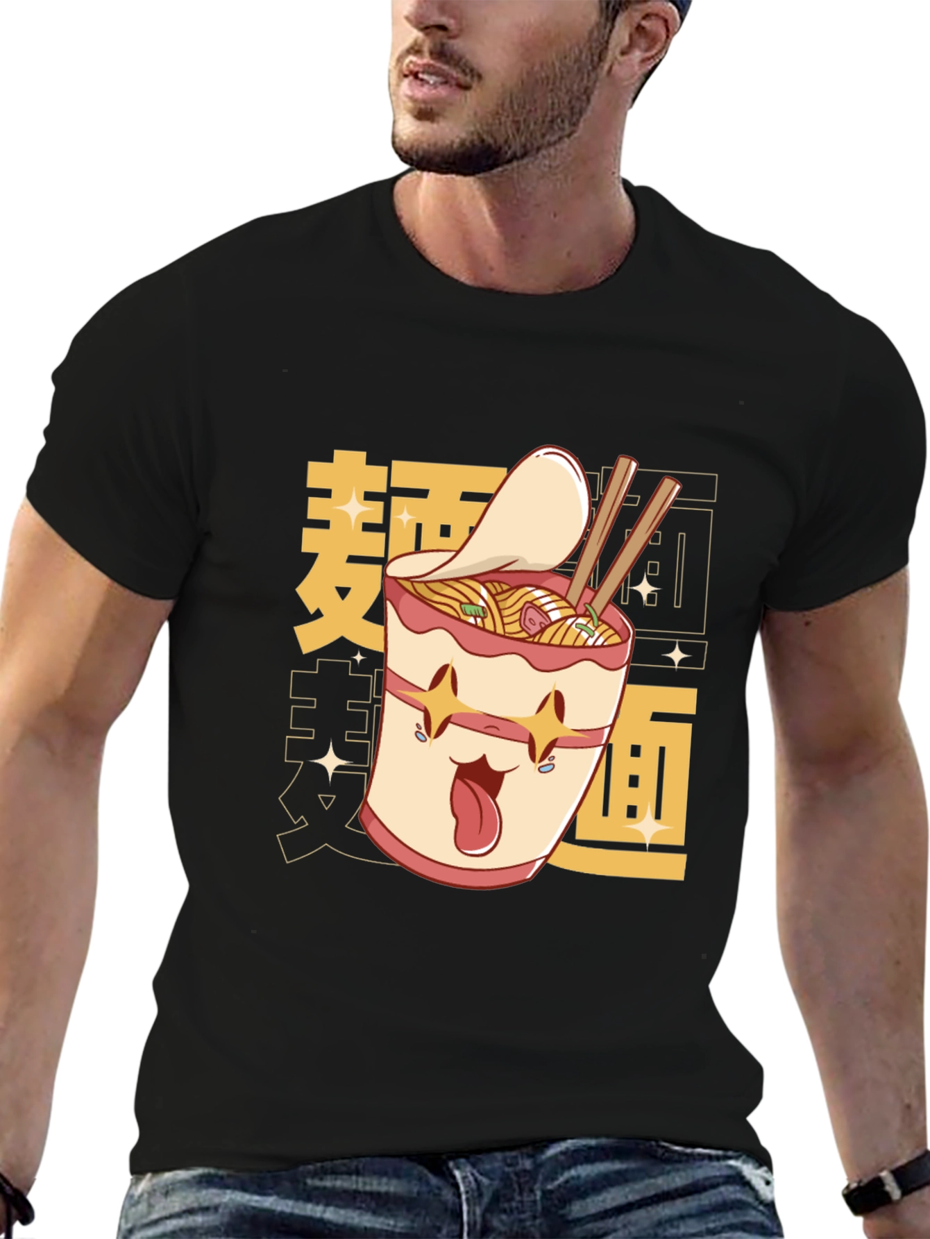 Ramen Lover Graphic Tee -  Comfortable Black T-Shirt