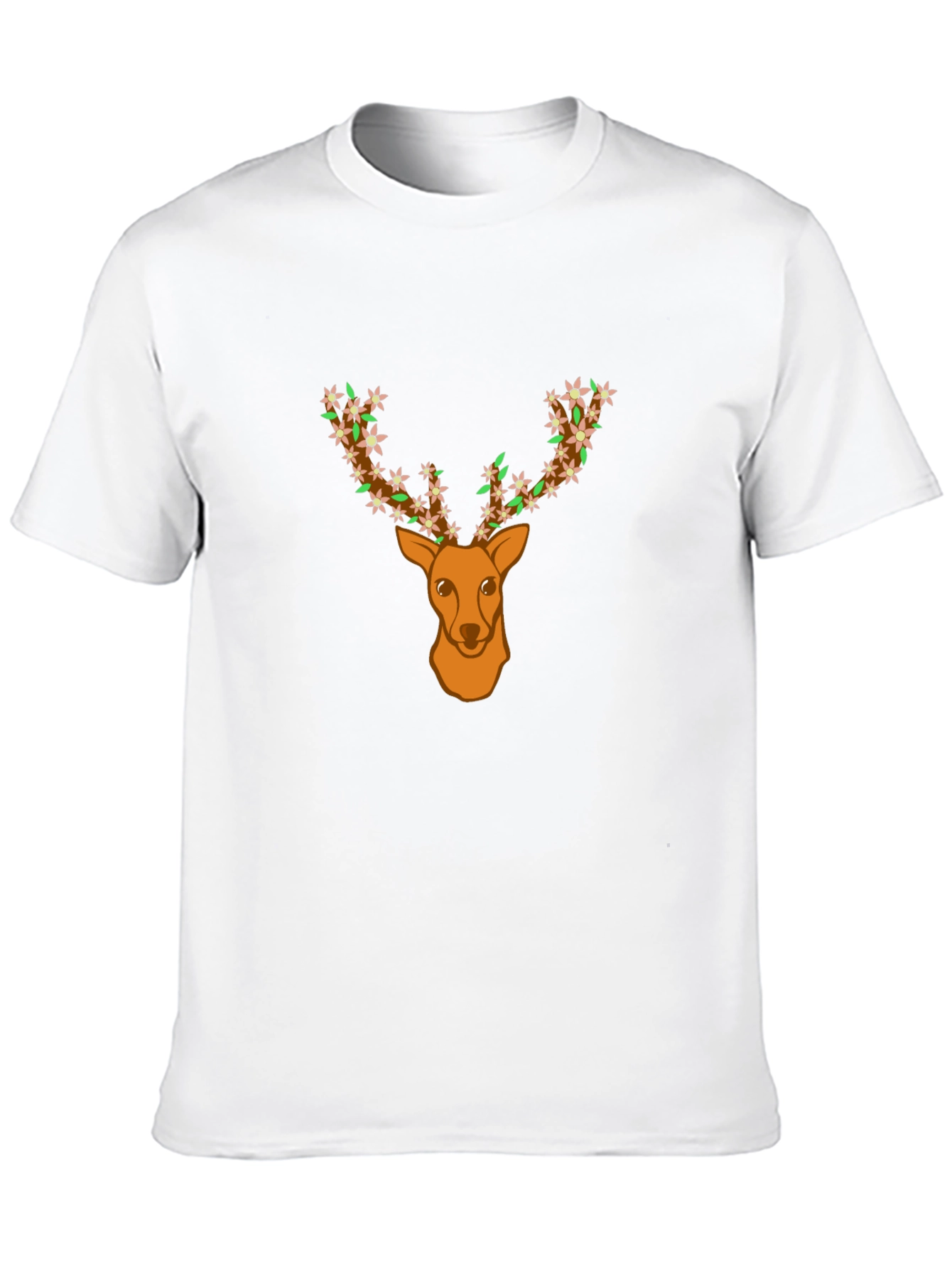 Floral Deer Head Graphic Tee - Black T-Shirt