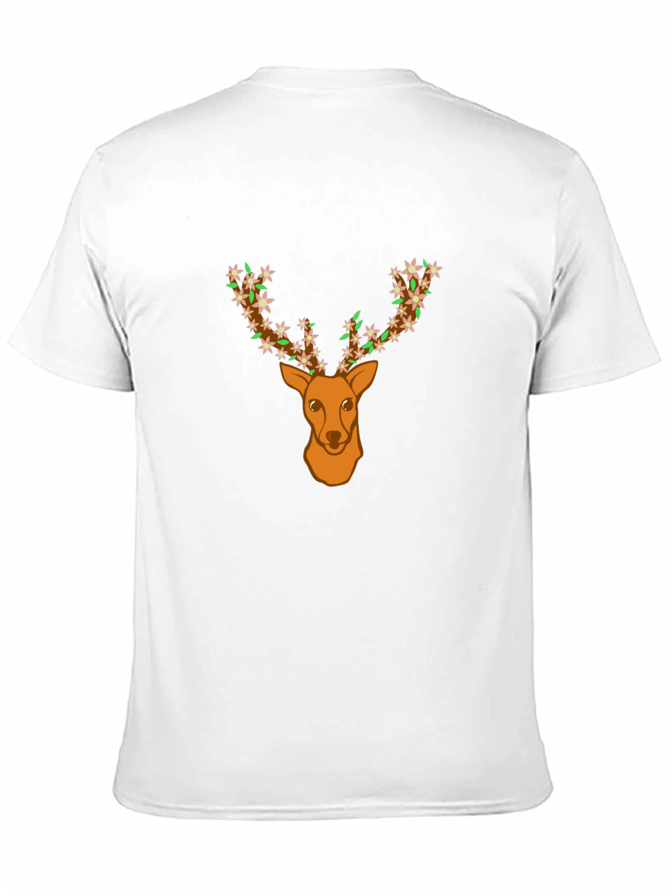 Floral Deer Head Graphic Tee - Black T-Shirt