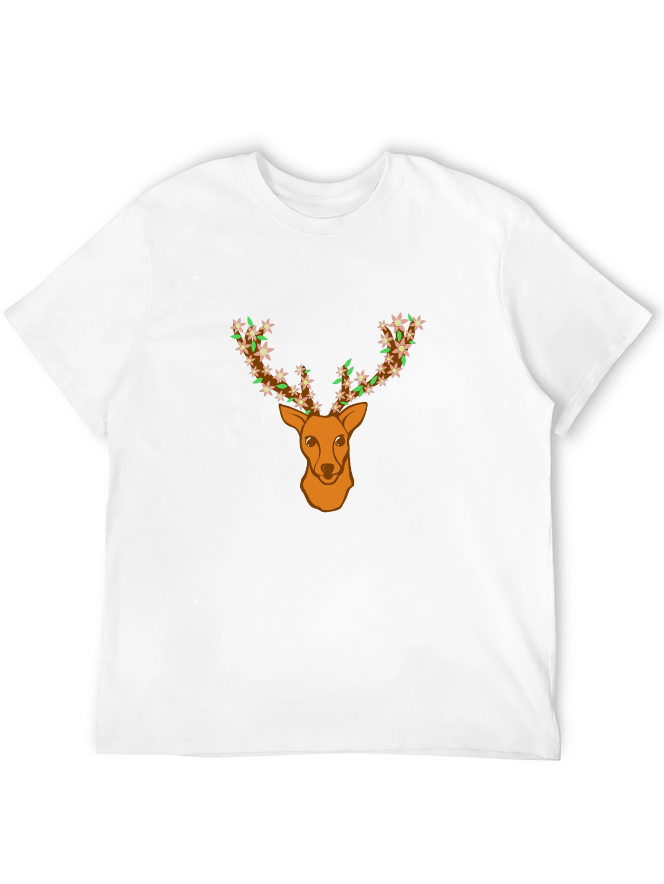Floral Deer Head Graphic Tee - Black T-Shirt