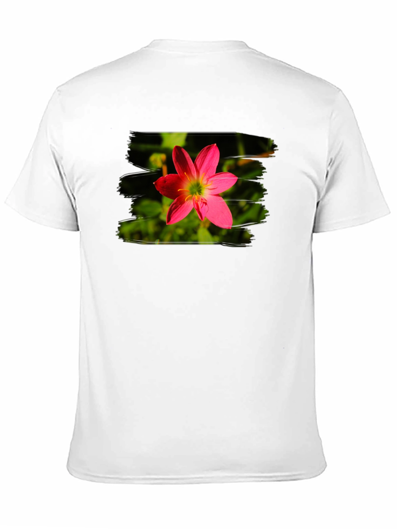 Pink Flower Graphic Tee - Stylish Mens Black T-Shirt