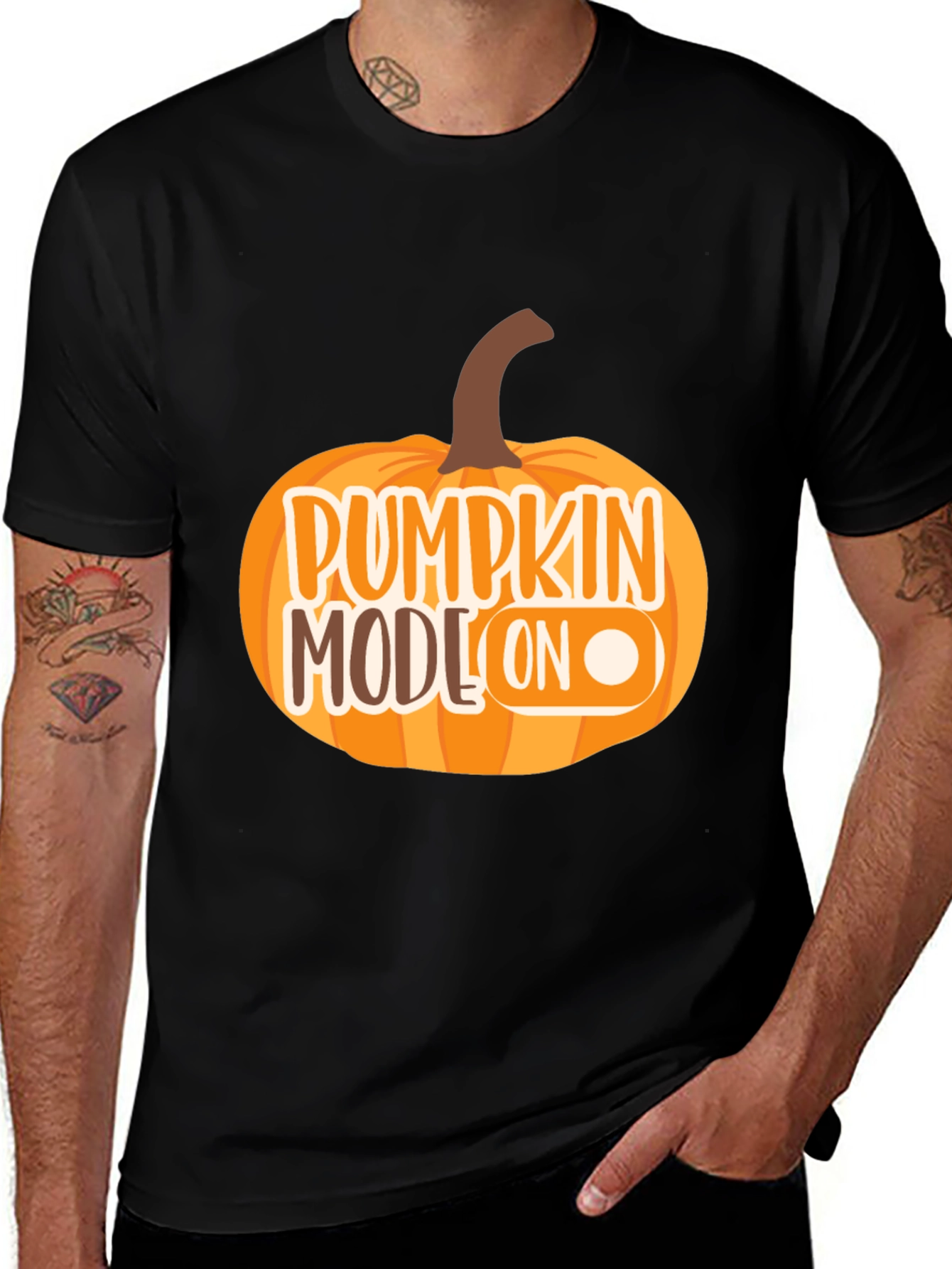 Pumpkin Mode On Black T-Shirt