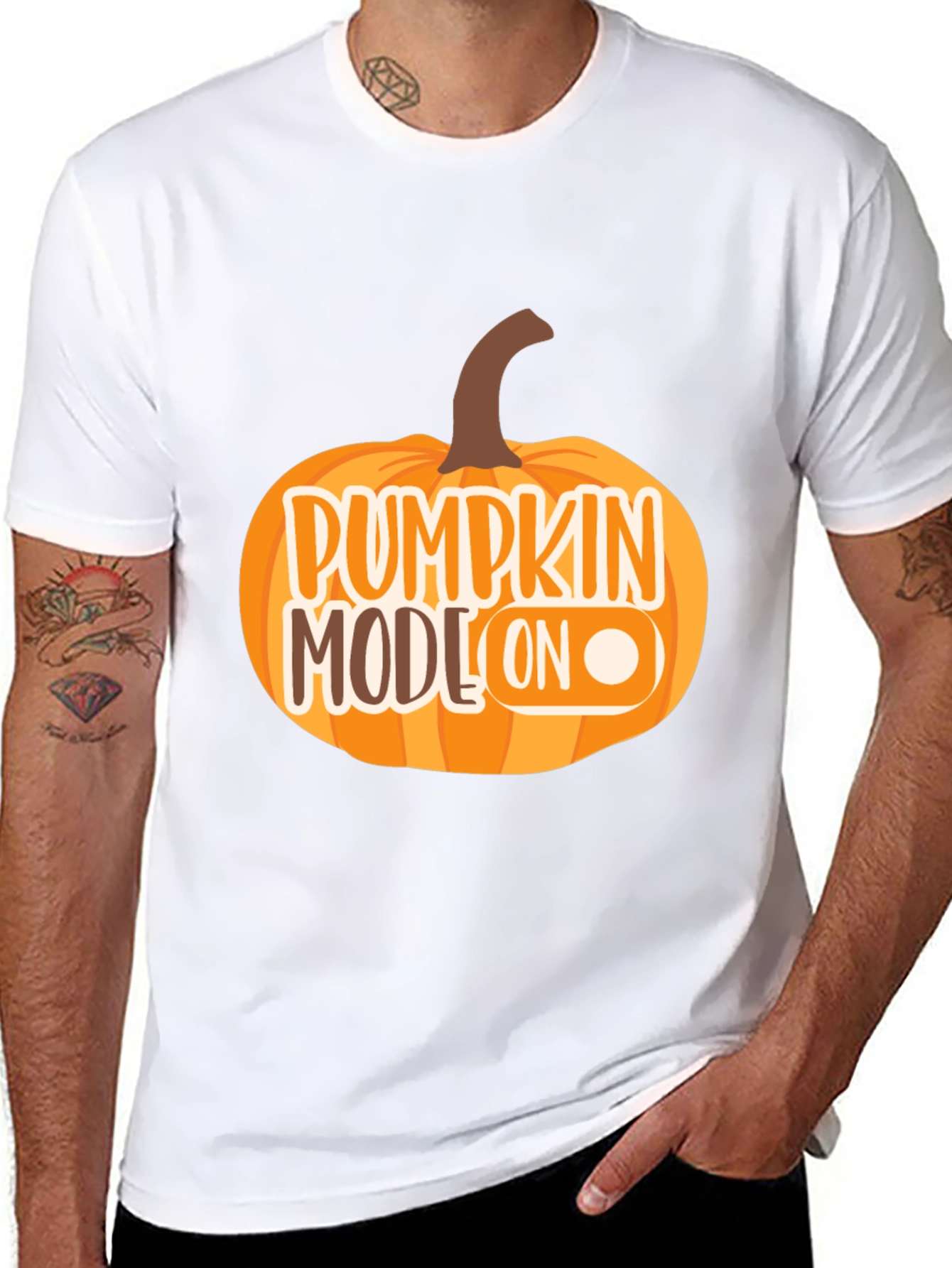 Pumpkin Mode On Black T-Shirt