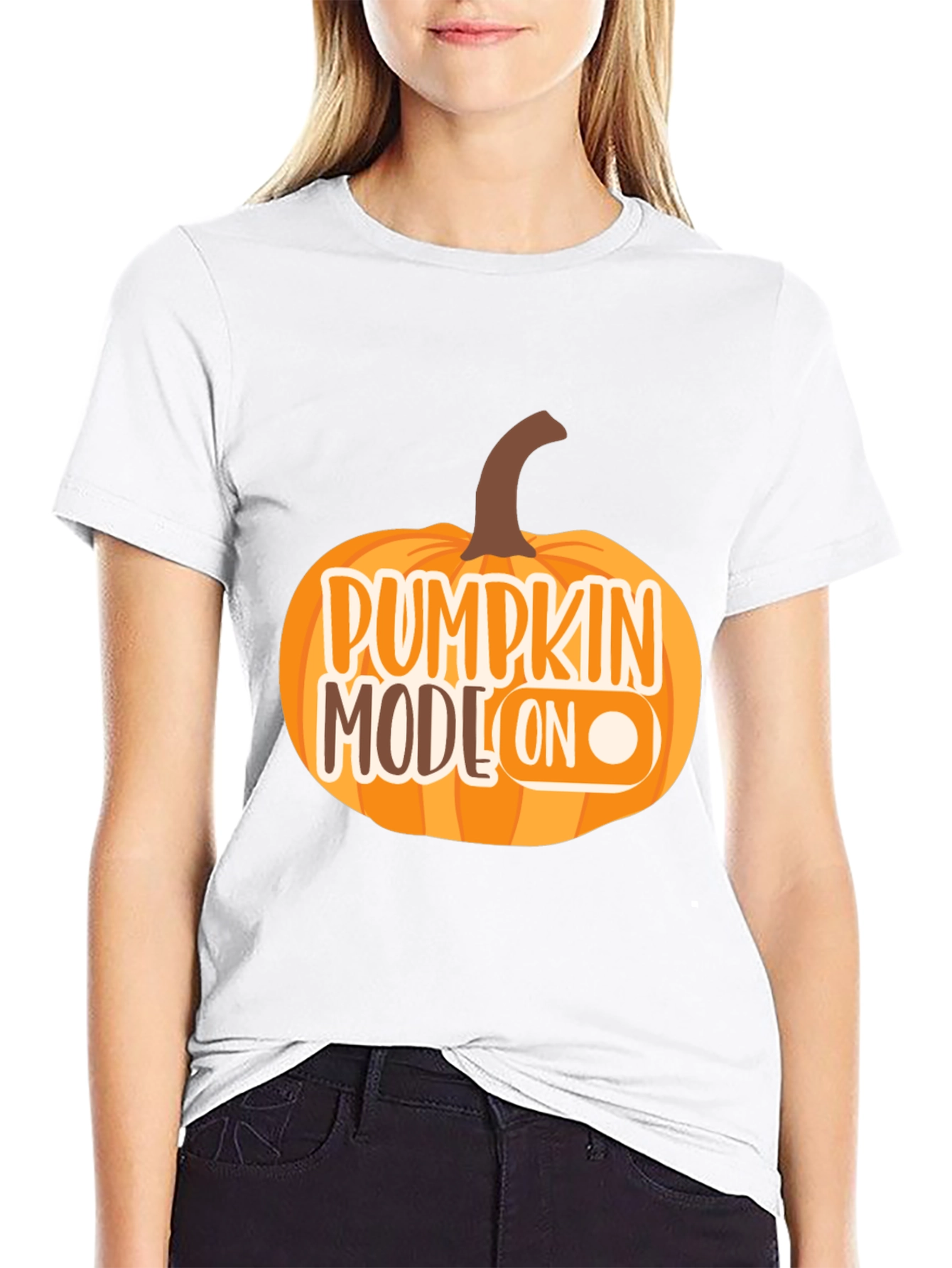 Pumpkin Mode On Black T-Shirt