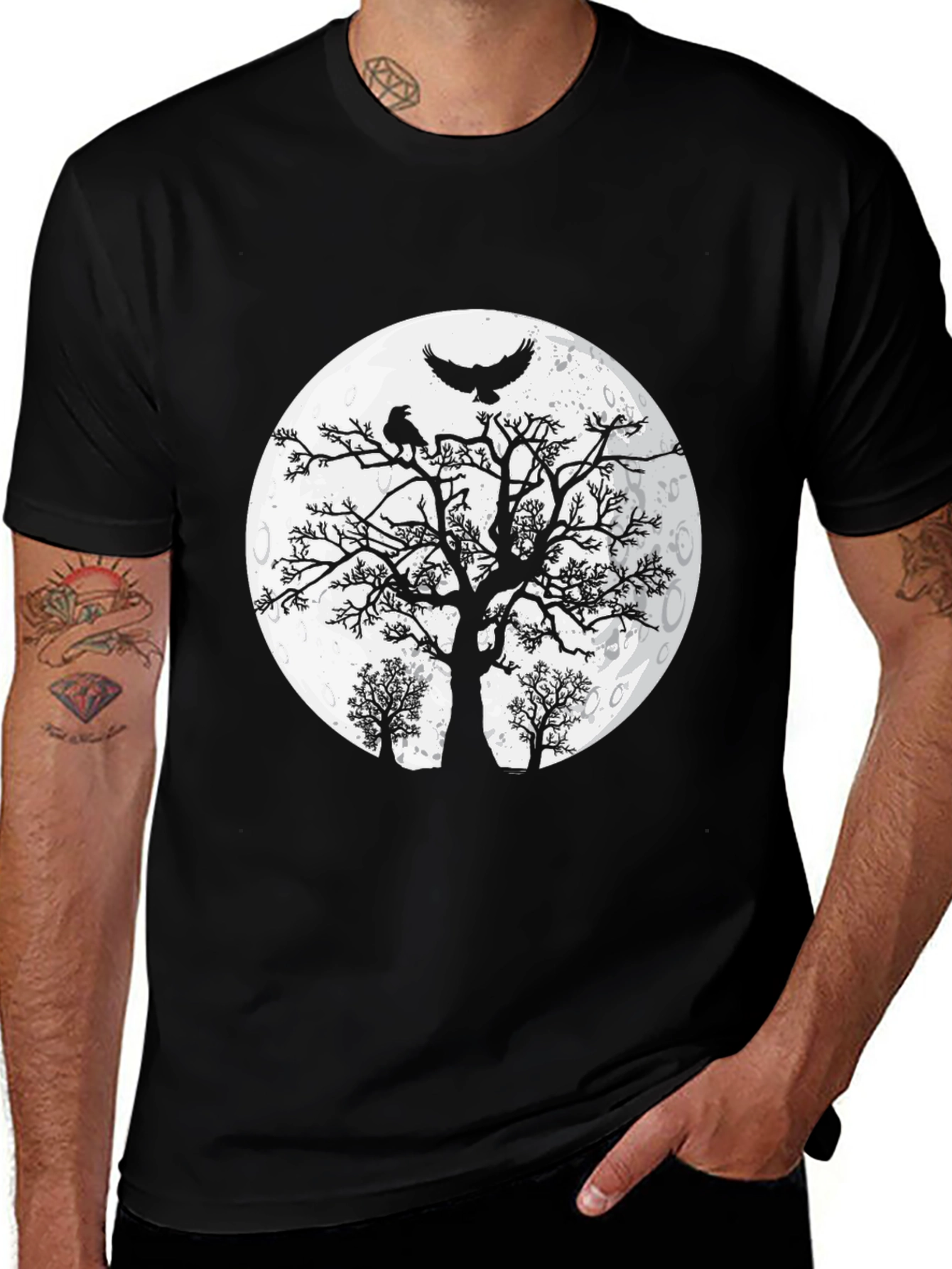 Raven Moon T-Shirt - Gothic Graphic Tee