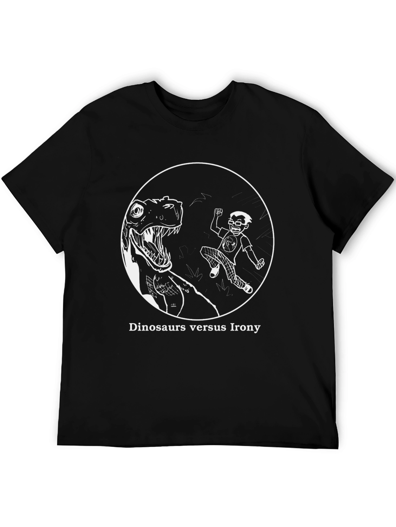 Dinosaurs vs. Irony Graphic T-Shirt - Black