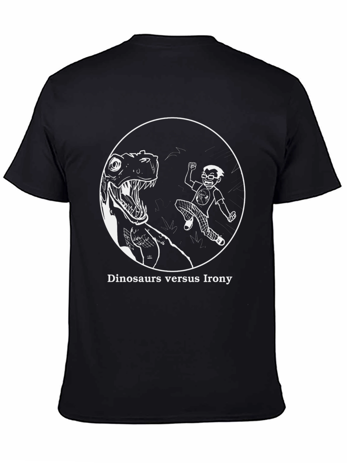 Dinosaurs vs. Irony Graphic T-Shirt - Black