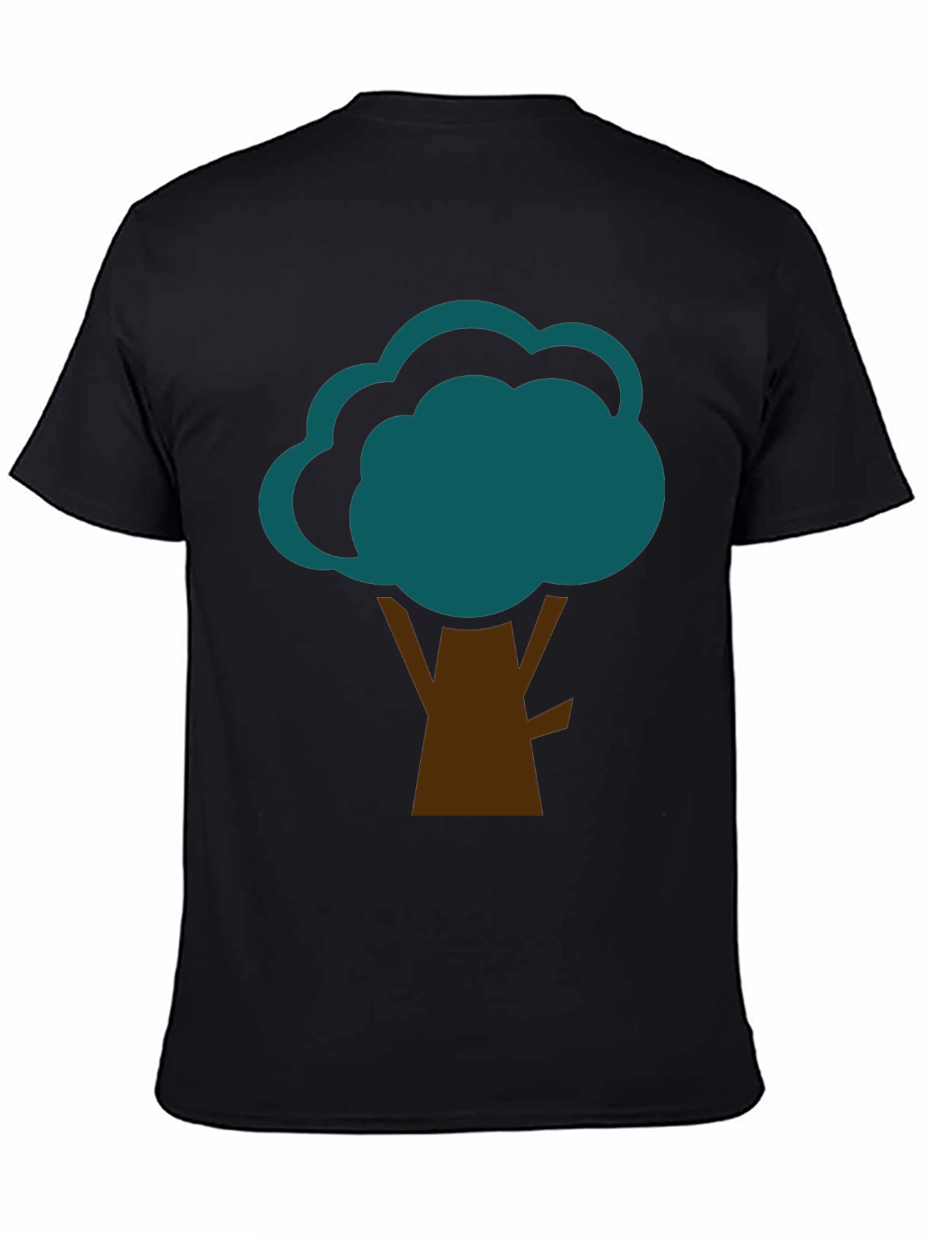 Abstract Tree Graphic Tee - Black Cotton Casual Shirt