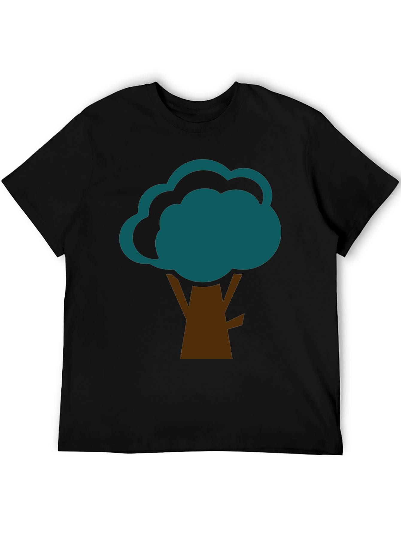 Abstract Tree Graphic Tee - Black Cotton Casual Shirt