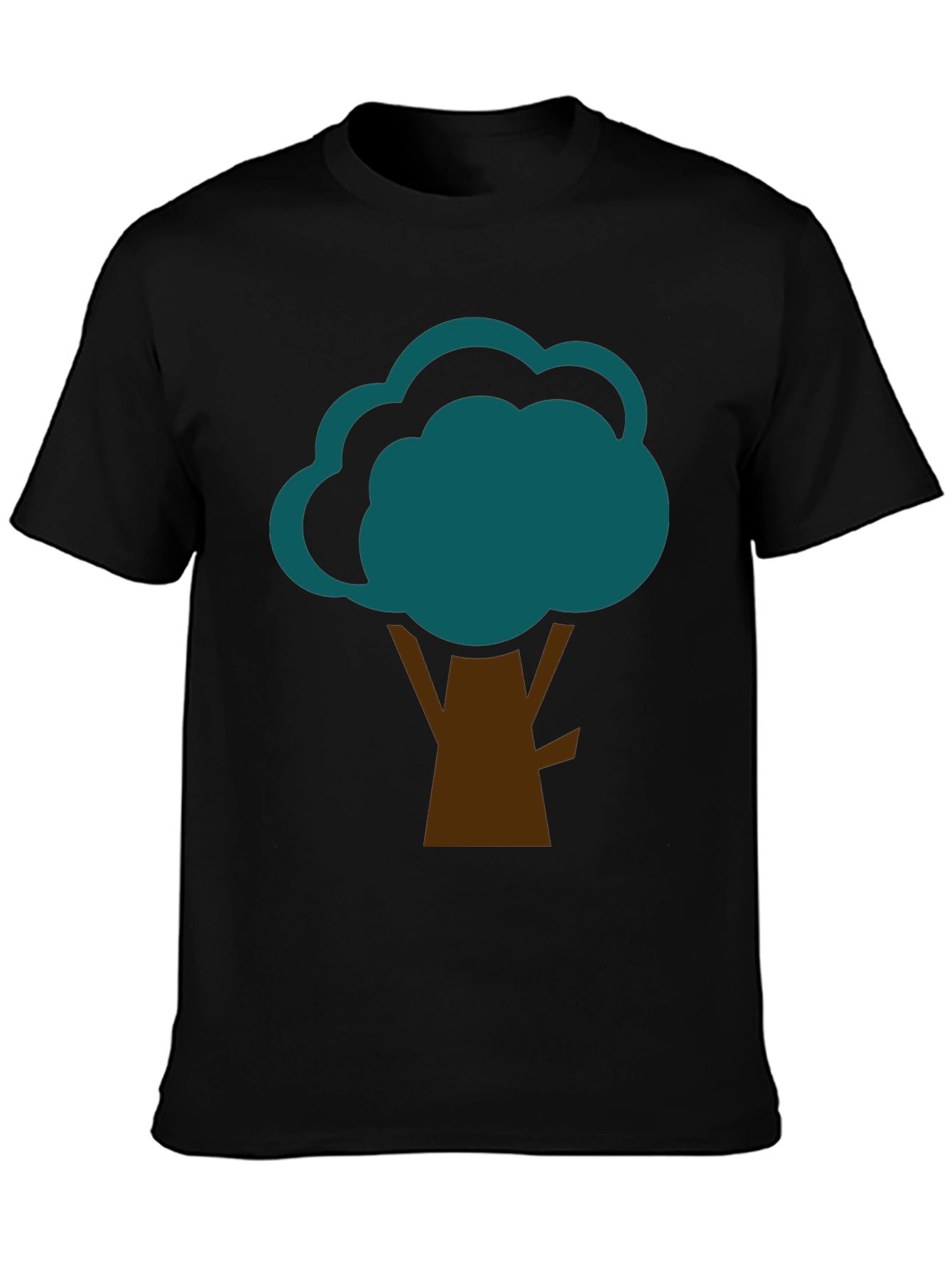 Abstract Tree Graphic Tee - Black Cotton Casual Shirt