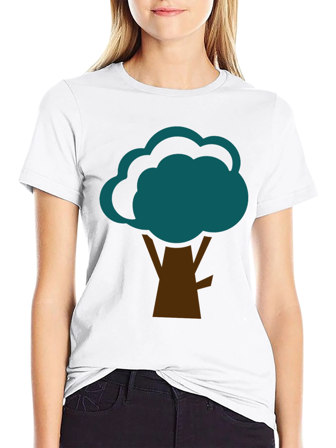 Abstract Tree Graphic Tee - Black Cotton Casual Shirt