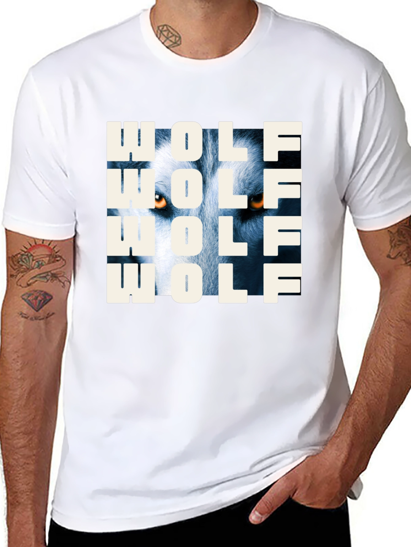 Wolf Graphic Print T-Shirt - Mens Black Tee