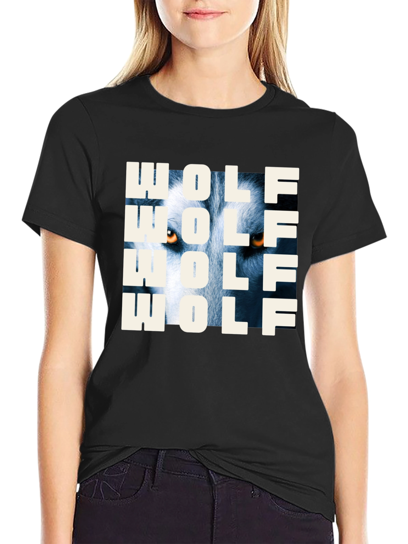 Wolf Graphic Print T-Shirt - Mens Black Tee