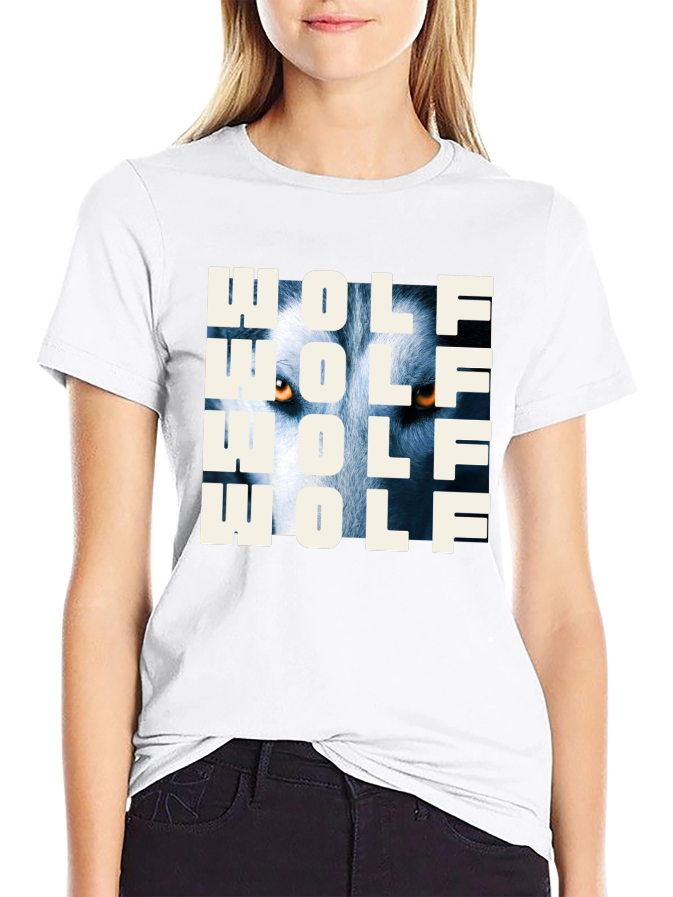 Wolf Graphic Print T-Shirt - Mens Black Tee