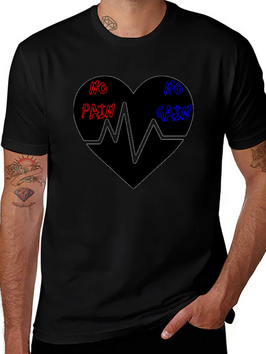 No Pain No Gain Heartbeat Graphic Tee - Gym Motivation