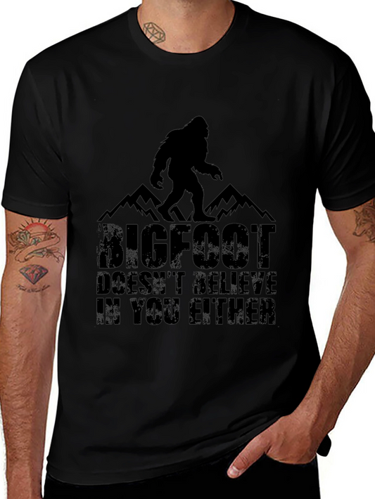 Bigfoot Doesnt Believe T-Shirt - Black Graphic Tee