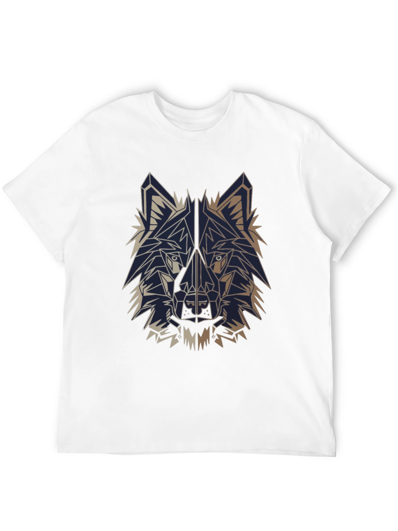 Geometric Wolf T-Shirt - Black Cotton Graphic Tee