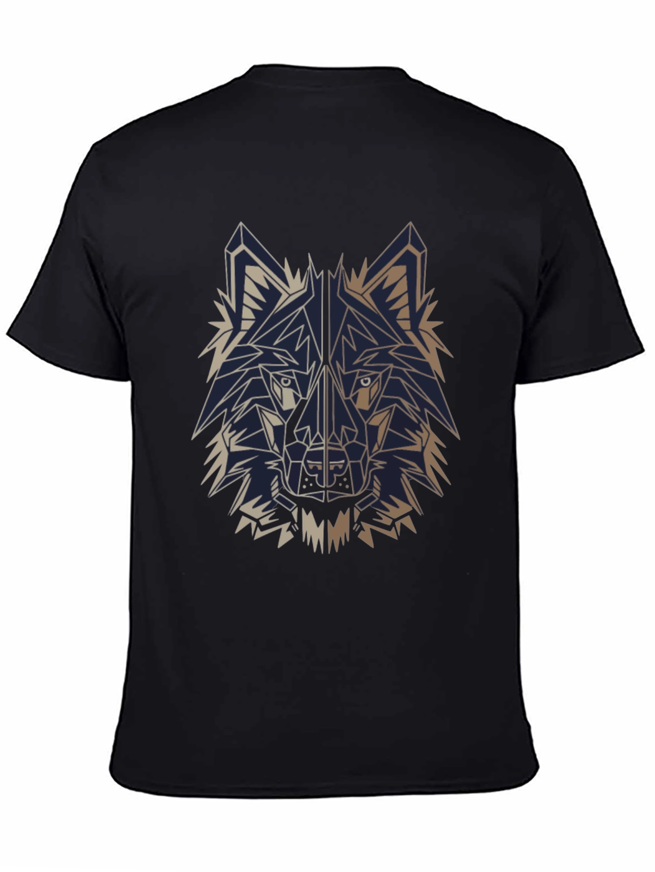 Geometric Wolf T-Shirt - Black Cotton Graphic Tee