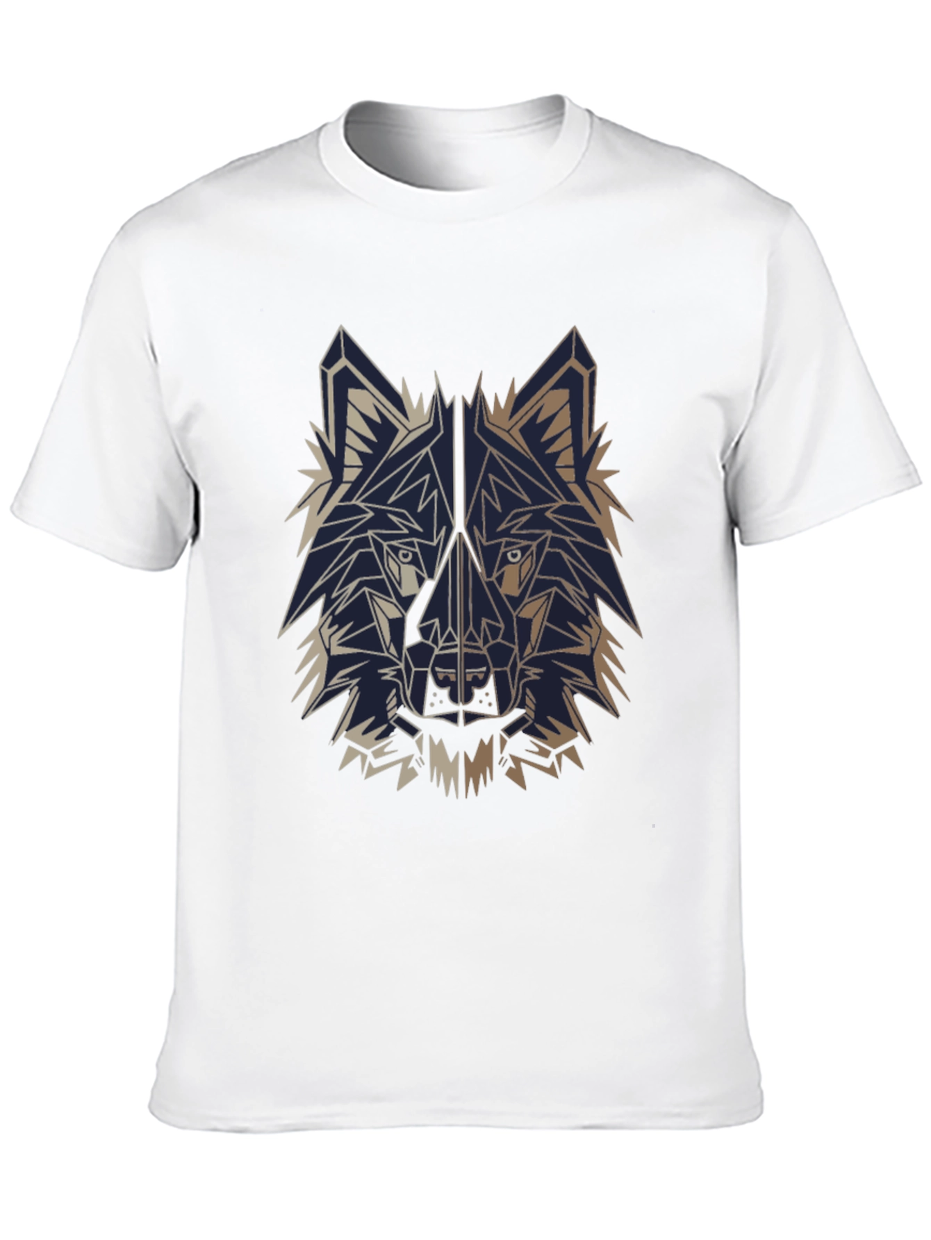 Geometric Wolf T-Shirt - Black Cotton Graphic Tee