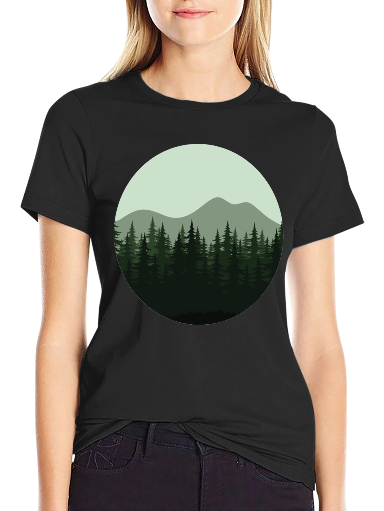 Natures Embrace Tee: Forest Mountain Design