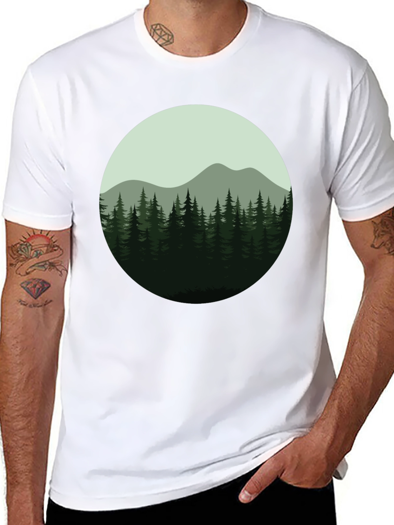 Natures Embrace Tee: Forest Mountain Design