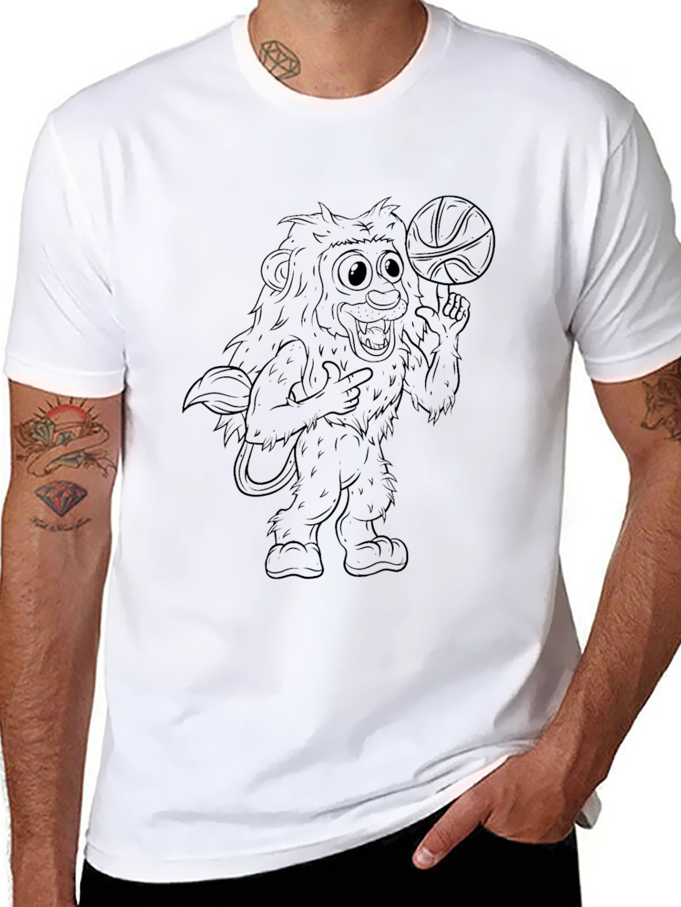 Lion Basketball Graphic Tee - Black T-Shirt