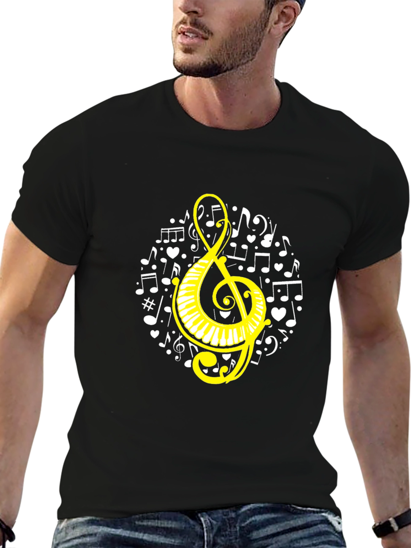 Musical Notes Treble Clef Graphic Tee