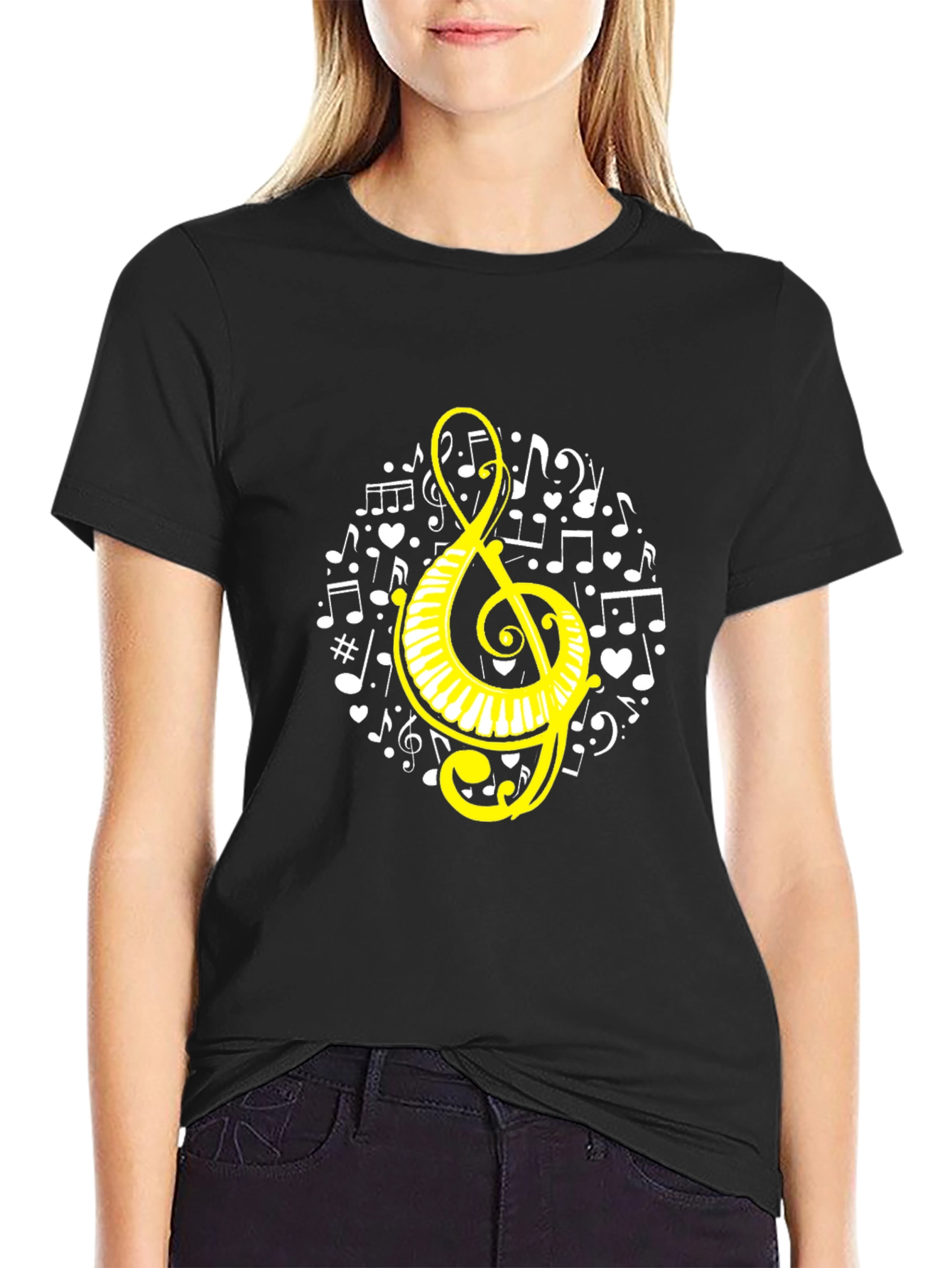Musical Notes Treble Clef Graphic Tee