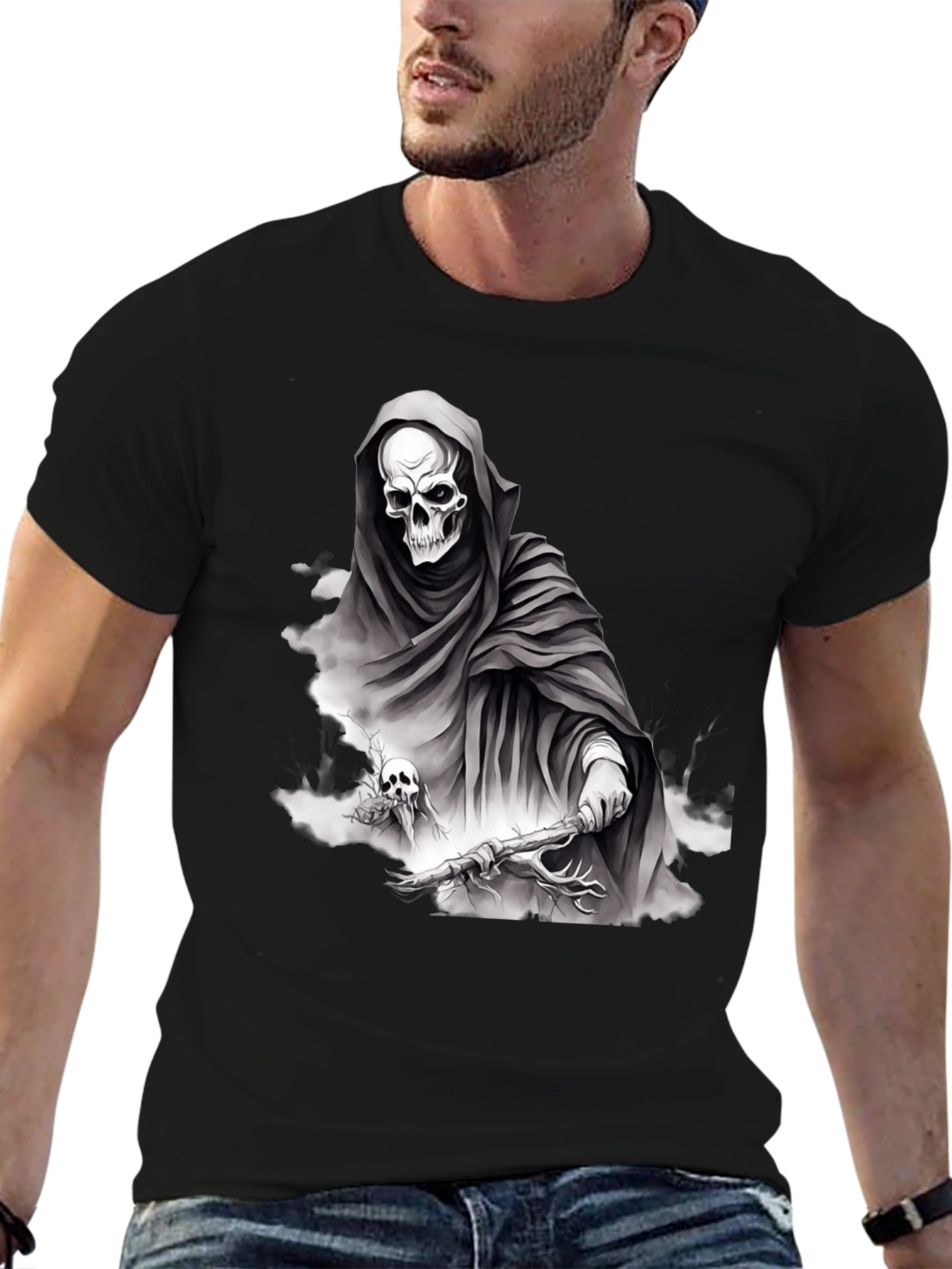 Grim Reaper Graphic T-Shirt - Dark Fantasy Style