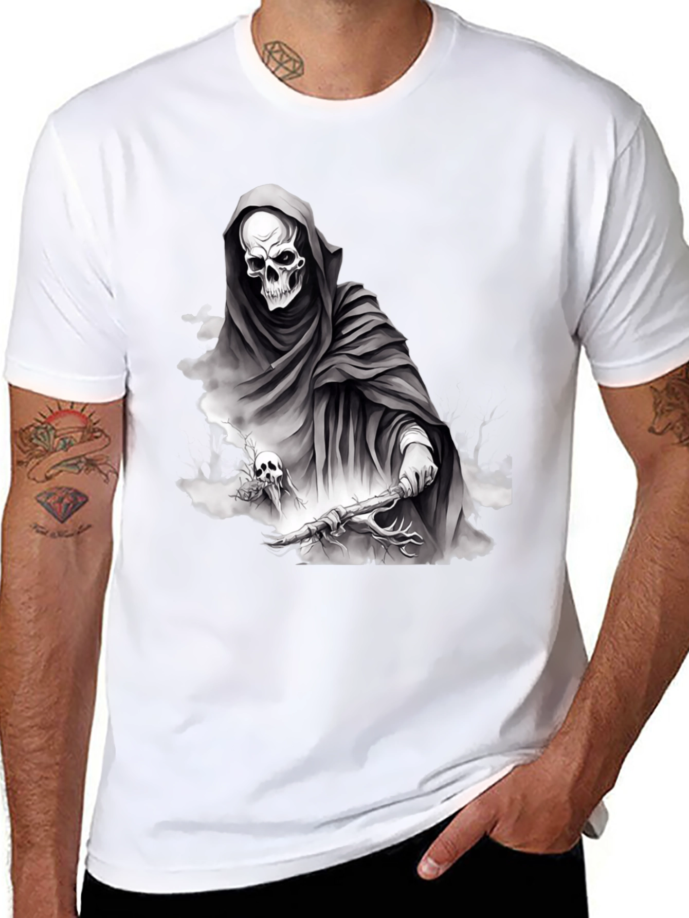 Grim Reaper Graphic T-Shirt - Dark Fantasy Style