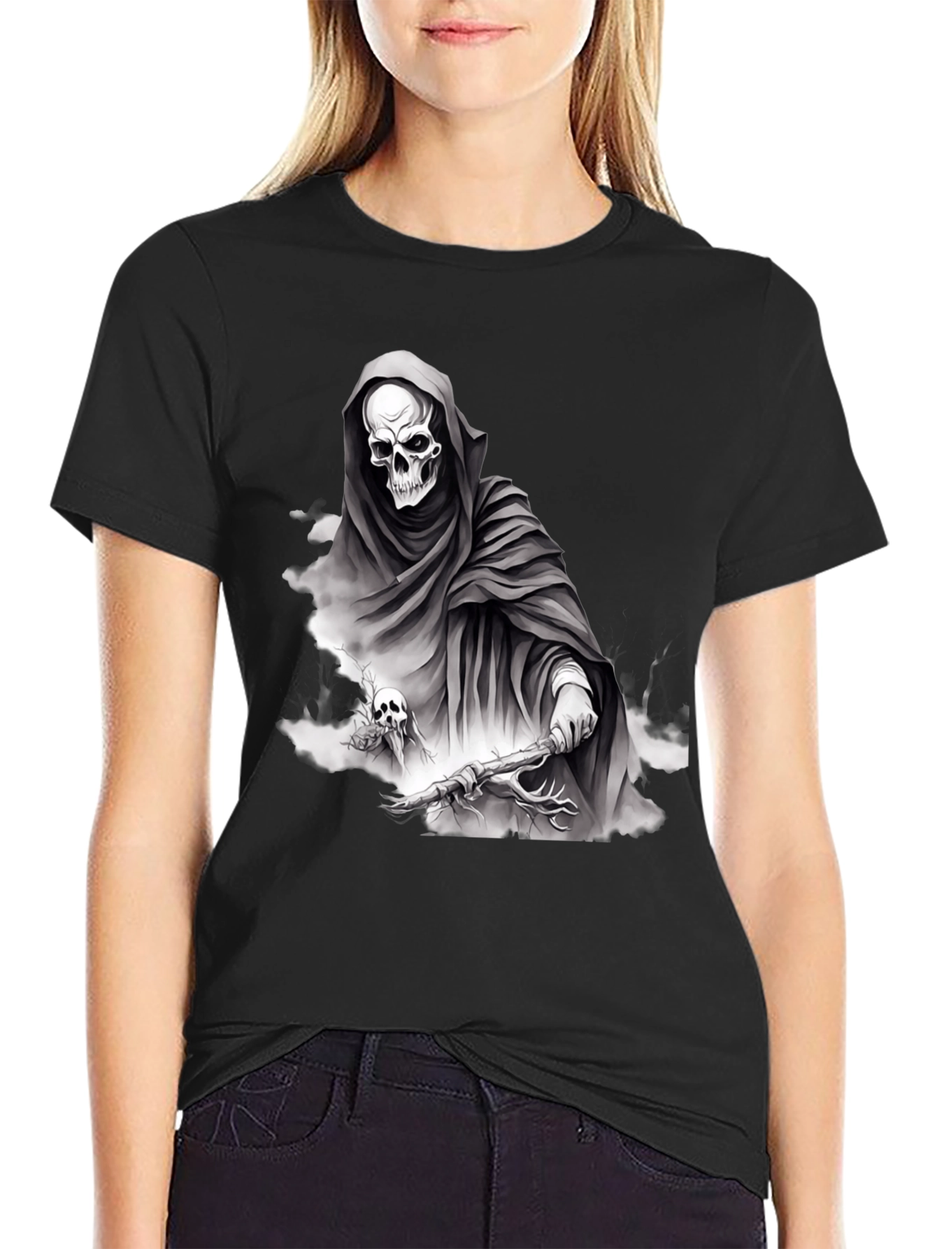 Grim Reaper Graphic T-Shirt - Dark Fantasy Style