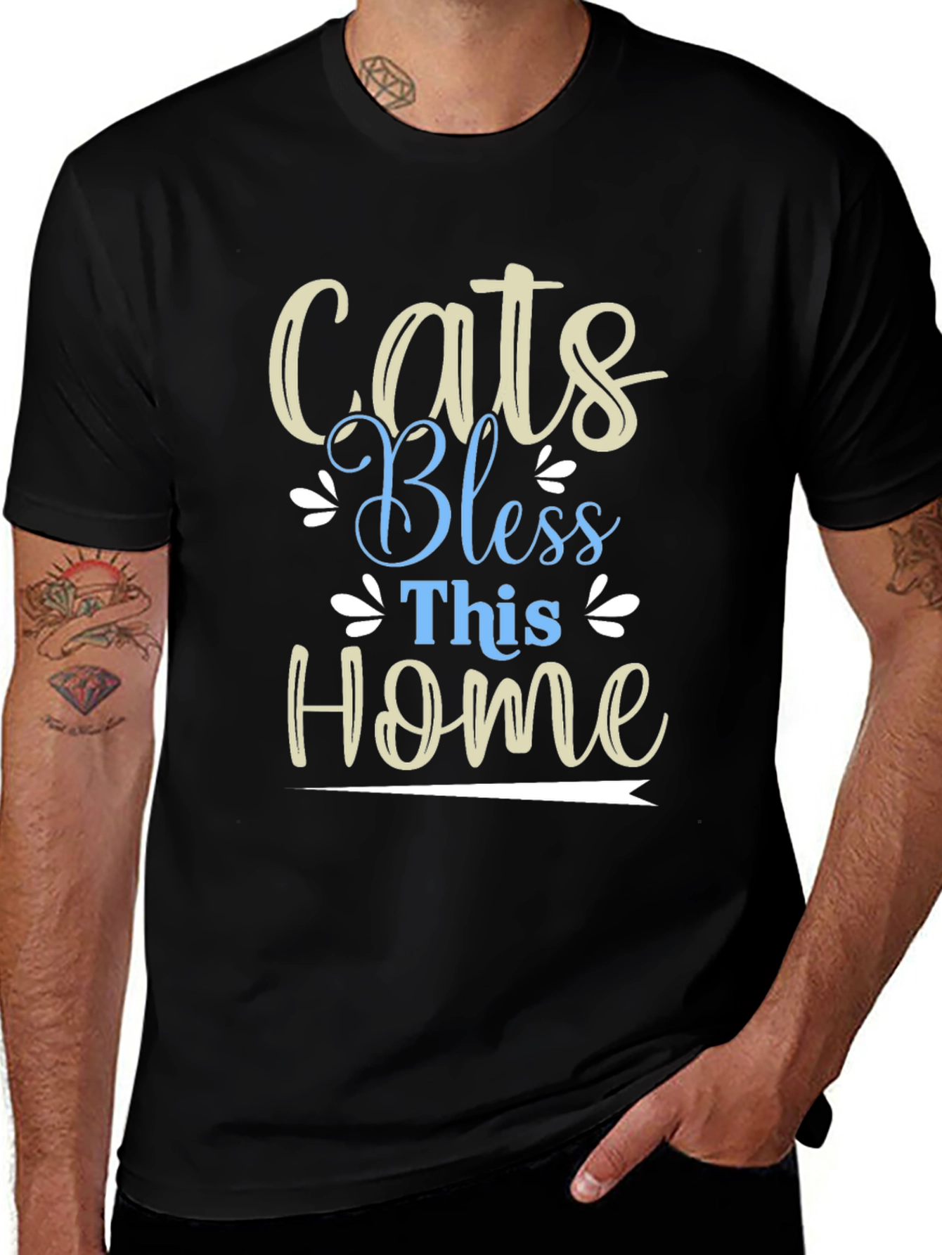 Cats Bless This Home Graphic T-Shirt