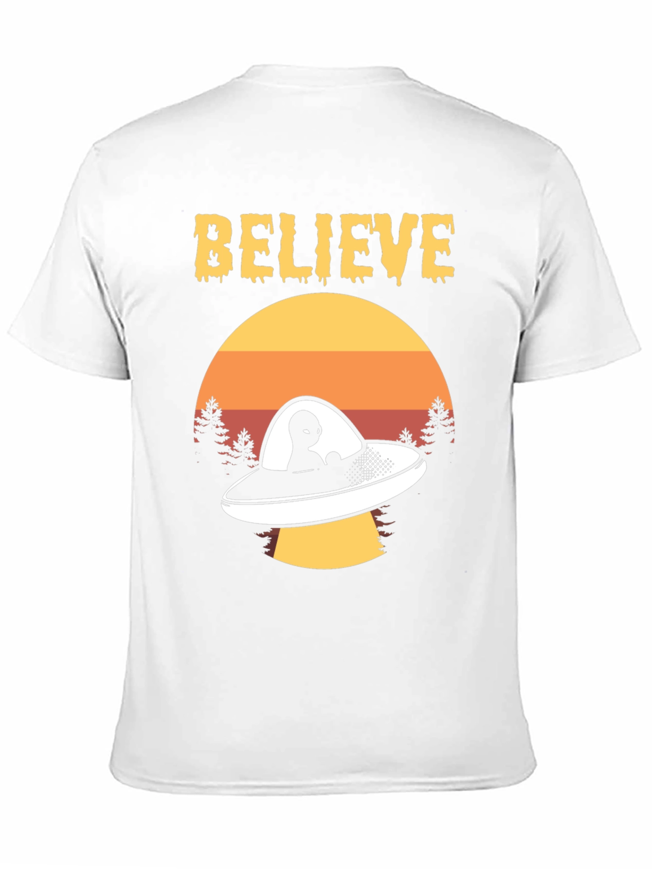 Believe Alien UFO Graphic Tee Retro Style