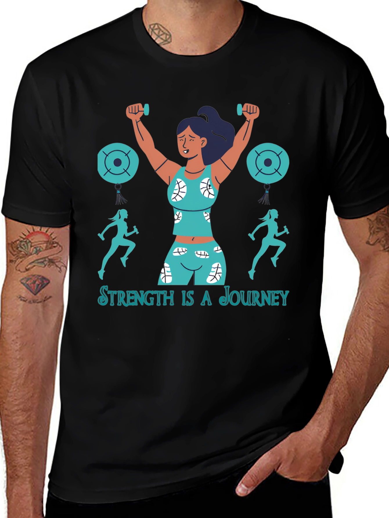 Strength is a Journey Graphic T-Shirt - Fitness Design