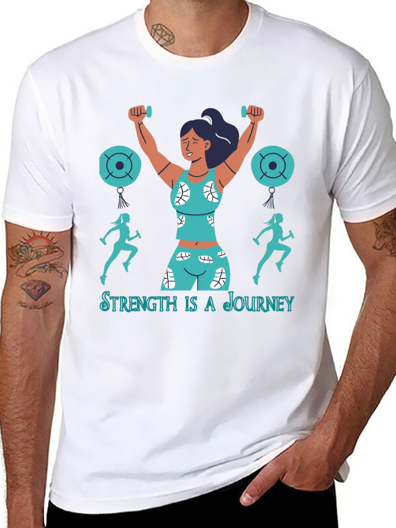 Strength is a Journey Graphic T-Shirt - Fitness Design