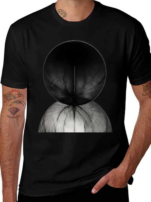 Abstract Spherical Design Tee - Modern Black T-Shirt