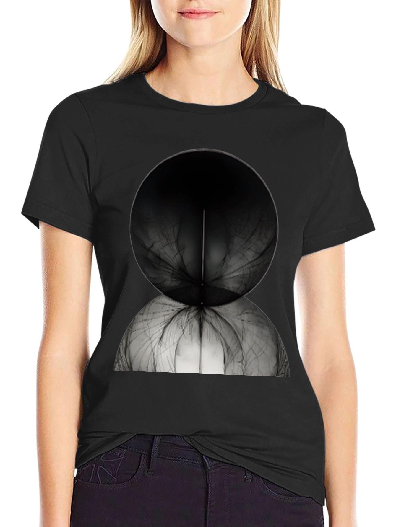 Abstract Spherical Design Tee - Modern Black T-Shirt