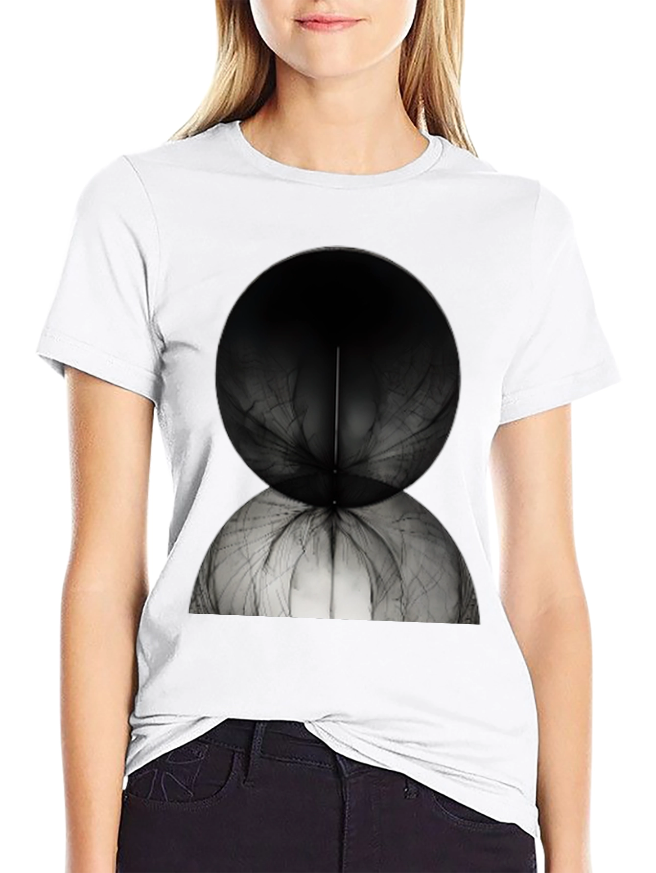 Abstract Spherical Design Tee - Modern Black T-Shirt