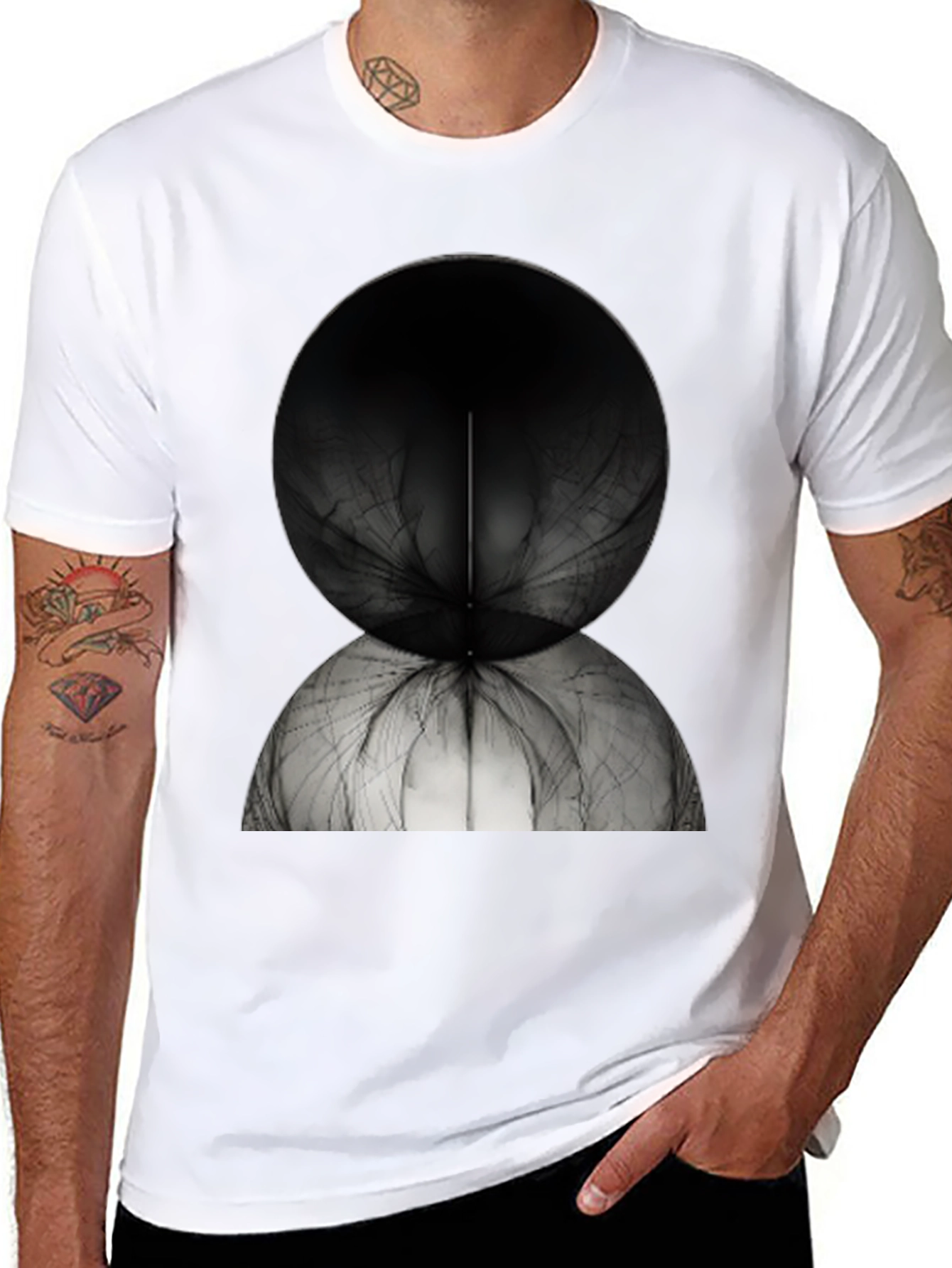 Abstract Spherical Design Tee - Modern Black T-Shirt