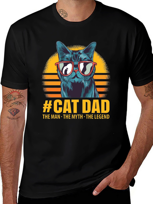 Cat Dad T-Shirt - The Man The Myth The Legend